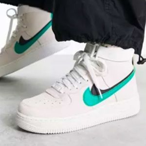 Women’s Nike Air Force 1 high SE ‘82 Neptune green suede swoosh sneakers